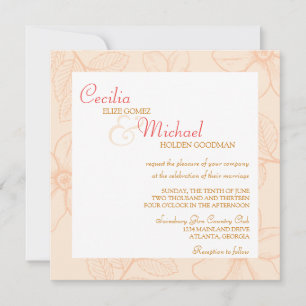 Romantic spring garden floral sorbet coral wedding invitation