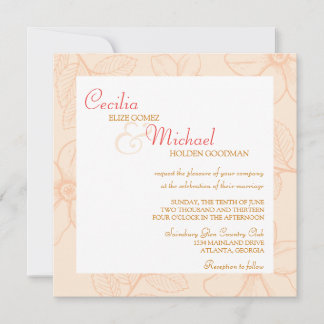 Romantic spring garden floral sorbet coral wedding invitation