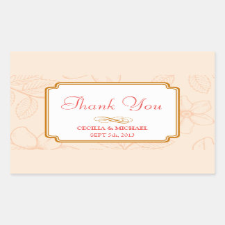 Romantic spring garden floral sorbet coral wedding rectangular sticker