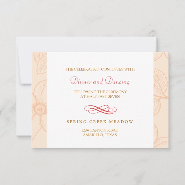 Romantic spring garden floral wedding reception invitation (Front)