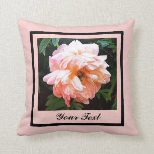 Romantic Spring Peony in Pale Peach Personalised Cushion
