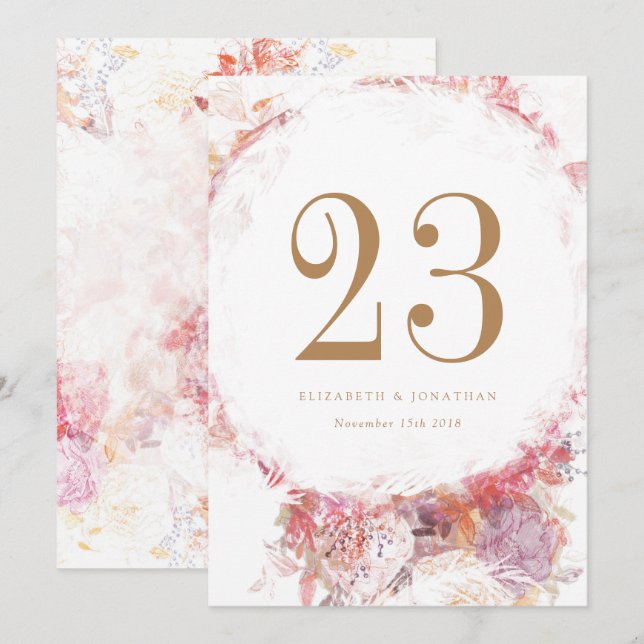 Romantic Spring Pink Flowers Table Number (Front/Back)
