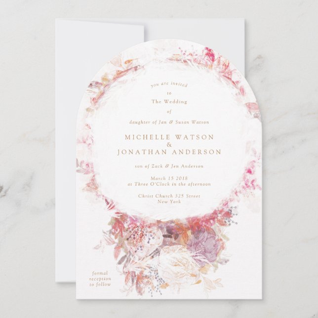 Romantic Spring Pink Flowers Wedding Invitation (Front)