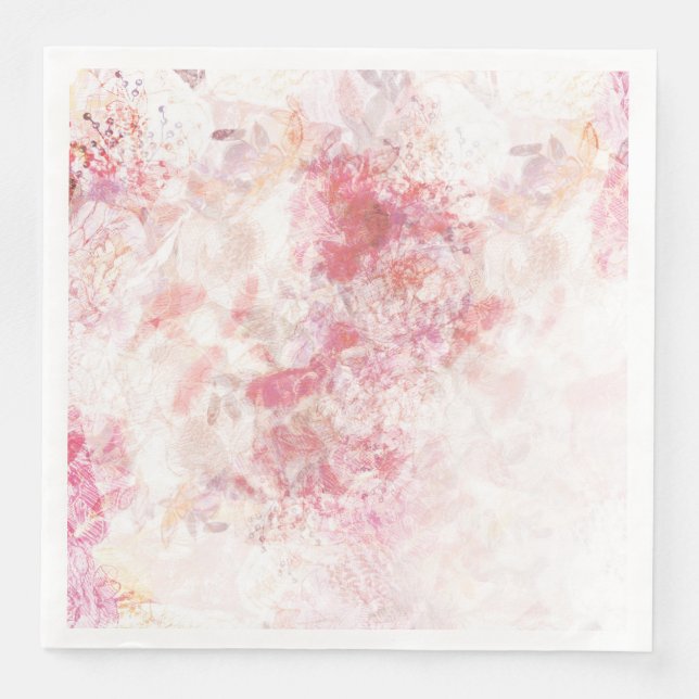 Romantic Spring Pink Flowers Wedding Napkin (Front)