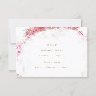 Romantic Spring Pink Flowers Wedding RSVP Insert