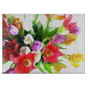 Romantic Spring Tulip Flowers Cutting Board