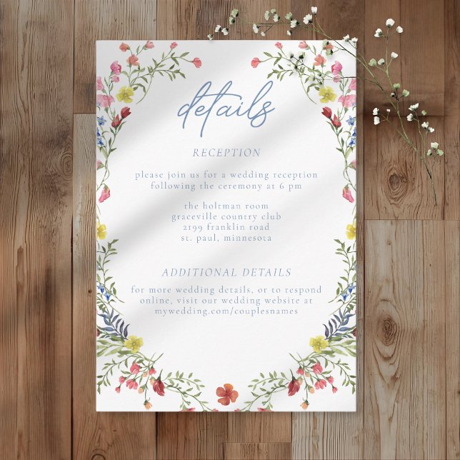 Romantic Spring Wildflower Garden Wedding Enclosure Card (Creator Uploaded)
