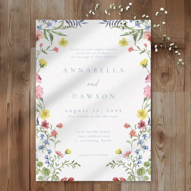 Romantic Spring Wildflower Garden Wedding Invitation (Creator Uploaded)