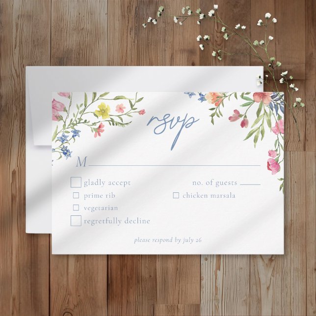 Romantic Spring Wildflower Garden Wedding RSVP Card (Creator Uploaded)