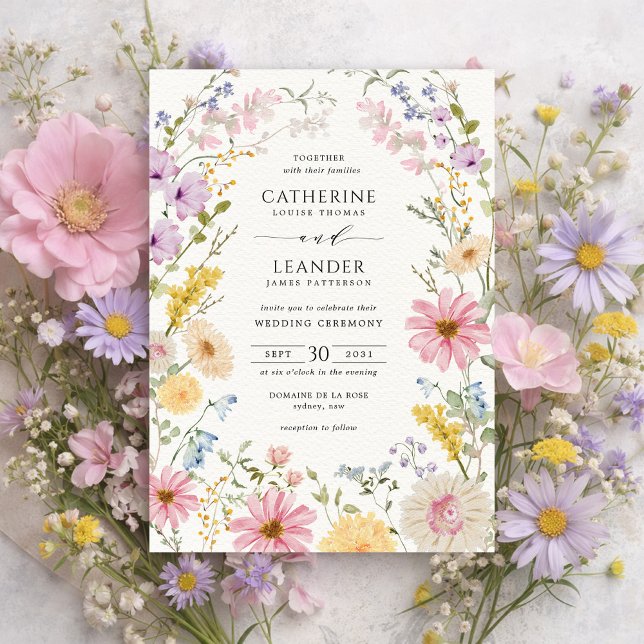 Romantic Spring Wildflower Meadow Wedding Invitation (Creator Uploaded)