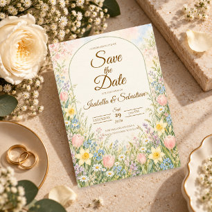 Romantic Spring Wildflower Wedding Save The Date