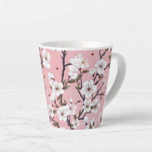 Romantic Springtime Cherry Blossoms Japandi Floral Latte Mug