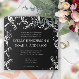 Romantic Square Fancy Swirl Wedding Invitation