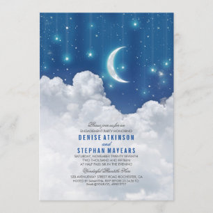 Romantic Stars and Moon Engagement Party Invitation
