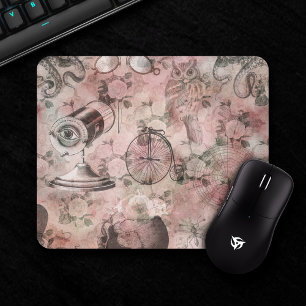 Romantic Steampunk Antique Vintage Ephemera Mouse Pad