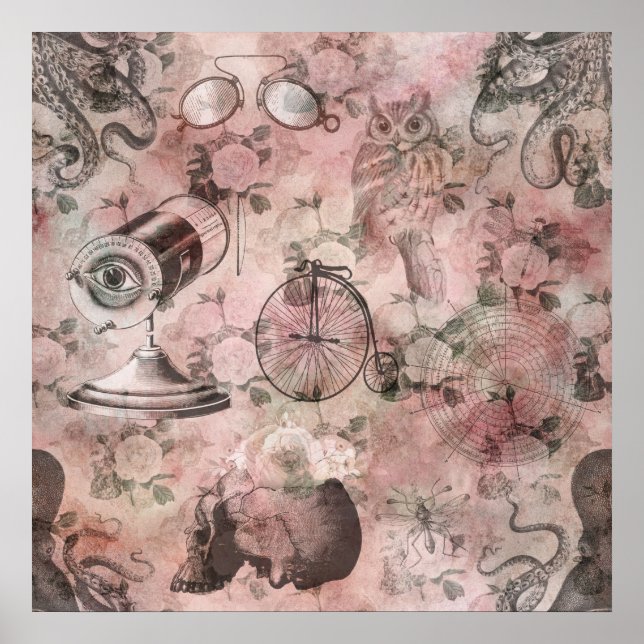 Romantic Steampunk | Antique Vintage Ephemera Poster (Front)