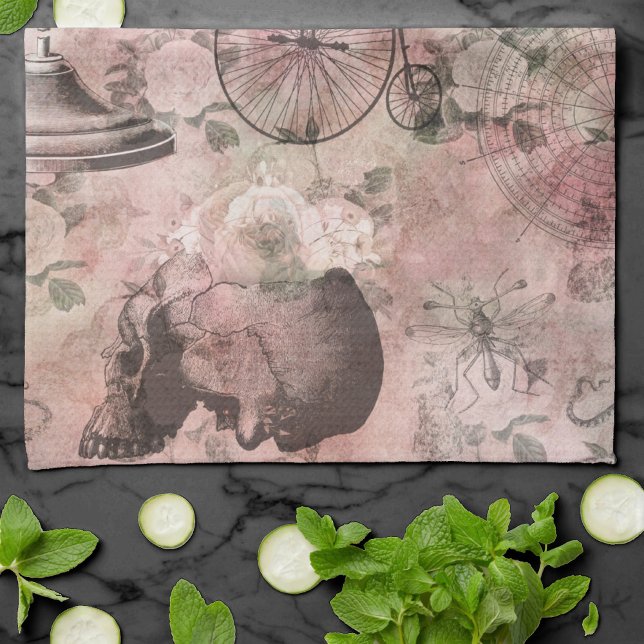 Romantic Steampunk | Antique Vintage Ephemera Tea Towel (Creator Uploaded)