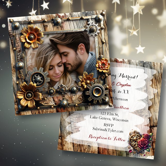 Romantic Steampunk Personalised Wedding Invitation (Creator Uploaded)