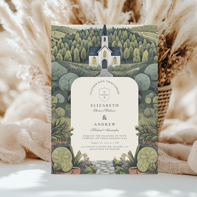 Romantic Storybook Countryside Chapel Wedding Invitation (Creator Uploaded)