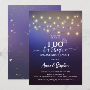 Romantic String Lights I Do BBQ Engagement Party Invitation