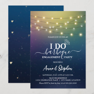 Romantic String Lights I Do BBQ Engagement Party Invitation