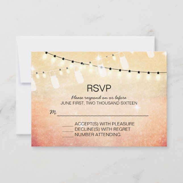 Romantic String Lights RSVP Cards (Front)
