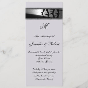 Romantic Stroll Monogram Grey Wedding Program Programme