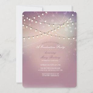 Romantic Strung Lights Graduation Party Invitation