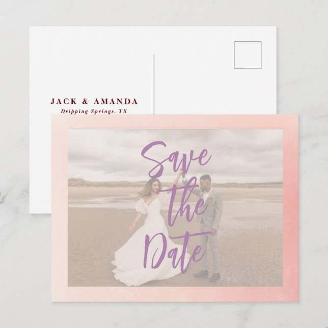 Romantic stunning wedding save the date postcard (Front/Back)