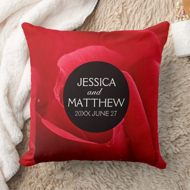 Romantic Stylish Red Rose Floral Wedding Cushion (Blanket)