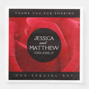 Romantic Stylish Red Rose Floral Wedding Napkin