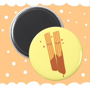Romantic Sugary Spanish Churros With Chocolate Magnet