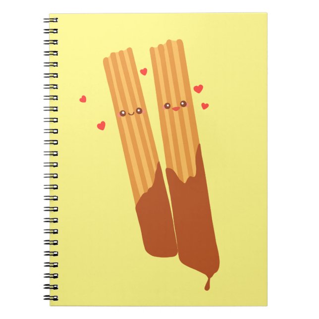 Romantic Sugary Spanish Churros  With Chocolate Notebook (Front)
