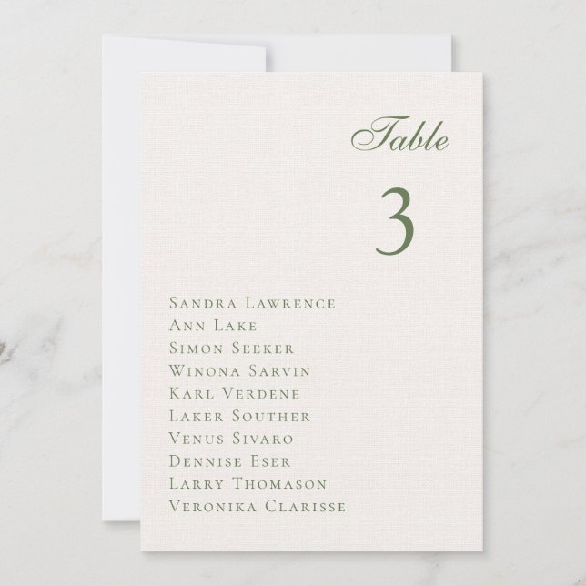 Romantic summer forest Wedding Table Seating Card (Front)