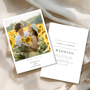 Romantic Sunflower Photo Minimalist Wedding Invitation
