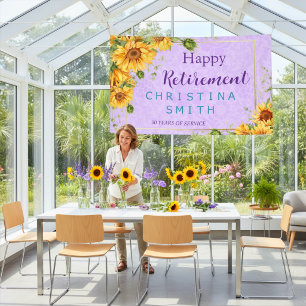 Romantic Sunflower Watercolor Retirement Party Banner