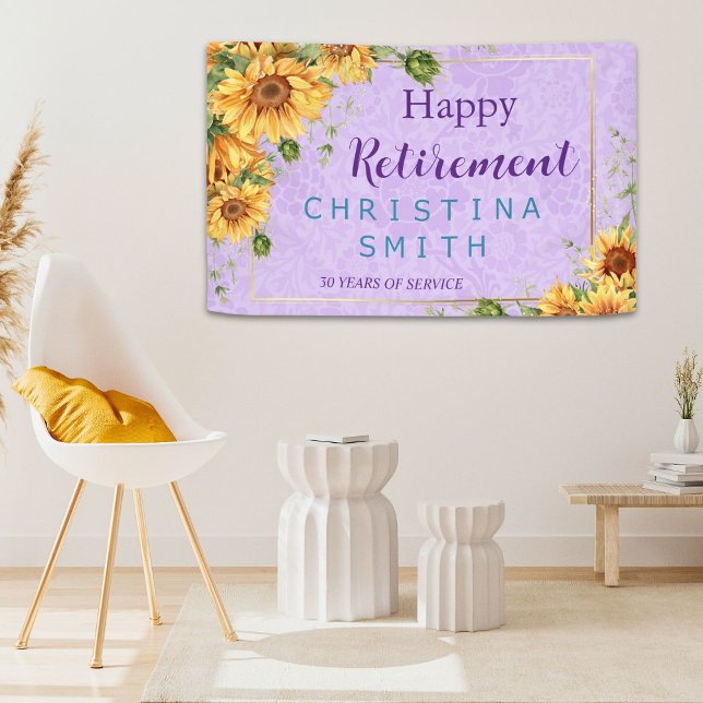Romantic Sunflower Watercolor Retirement Party Banner (Romantic Sunflower Watercolor Retirement Party)