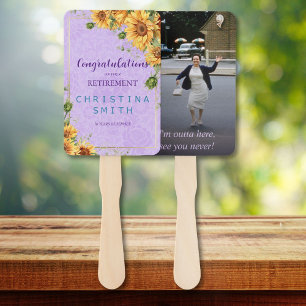 Romantic Sunflower Watercolor Retirement Party Hand Fan