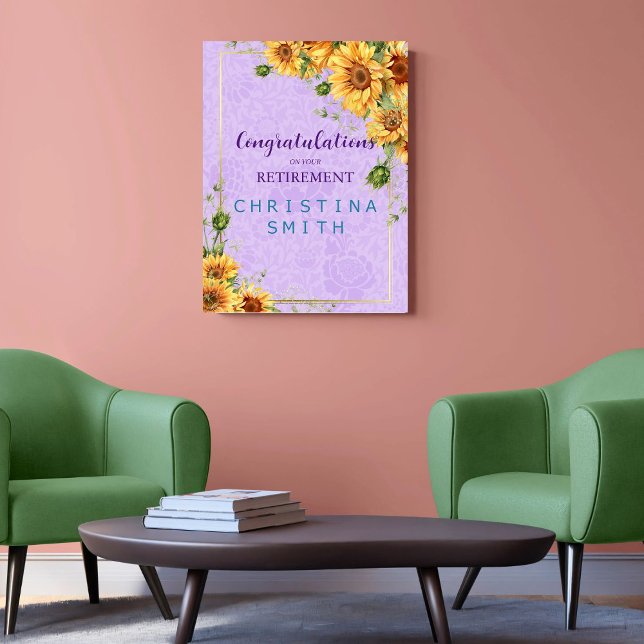 Romantic Sunflower Watercolor Retirement Party Poster (Romantic Sunflower Watercolor Retirement Party)