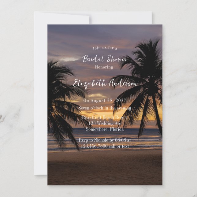 Romantic Sunset Beach Bridal Shower Invitation (Front)
