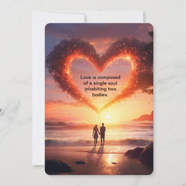 Romantic Sunset Beach Love Quote Holiday Card (Front)
