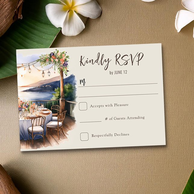 Romantic Sunset Beach Theme Wedding RSVP Card (RSVP Card from the Sunset Beach Wedding Collection by Darling & May)