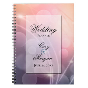 Romantic Sunset Colour Modern Bokeh Wedding Notebook