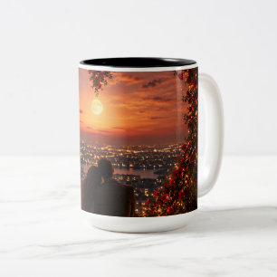 Romantic Sunset Couple Coffee Mug Beautiful City