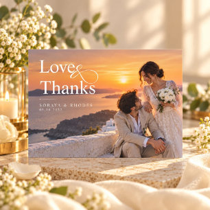 Romantic Sunset Destination Photo Wedding Thank You Card