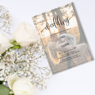 Romantic Sunset Elegant 2 Photo Wedding  Invitation