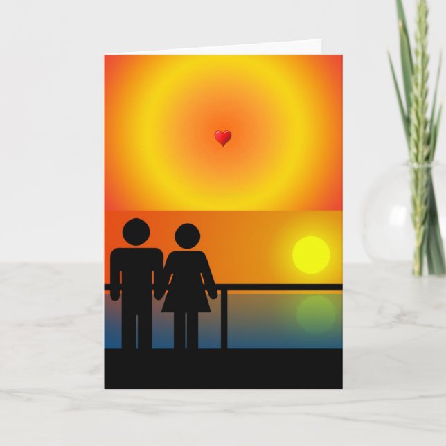 Romantic Sunset Greeting Card (Front)