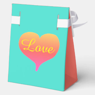 Romantic Sunset Hearts Coral Favour Box