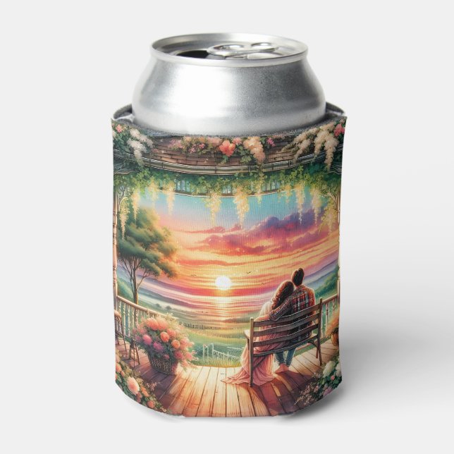 Romantic Sunset Porch View Illustration Can Cooler (Can Front)