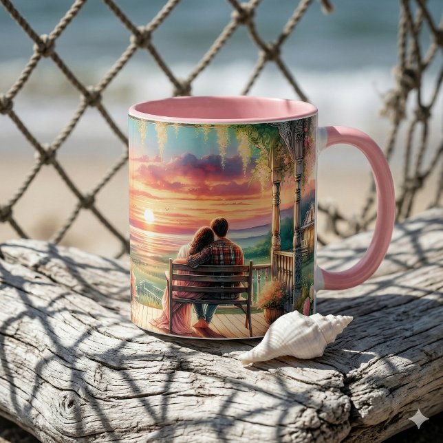 Romantic Sunset Porch View Illustration Mug (Romantic Sunset Porch View Illustration Mug)
